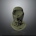 Olive Green Full Coverage Hood With White Stitch Trim And Smooth Design 3d model