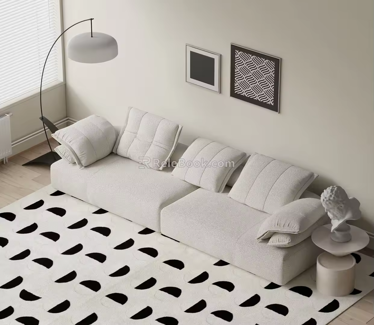 Modern multi-person sofa floor lamp side 3d model
