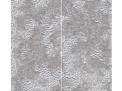 Gray And White Fish Scale Pattern Textured Modern Wall Decor For Home Interior 3d model