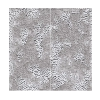 Gray And White Fish Scale Pattern Textured Modern Wall Decor For Home Interior 3d model