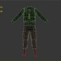 Black Tactical Jumpsuit With Yellow Stripe Long Sleeves And Multiple Pockets