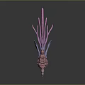 Colorful Biomorphic Creature With Pink Purple Tentacles And Segmented Red Body