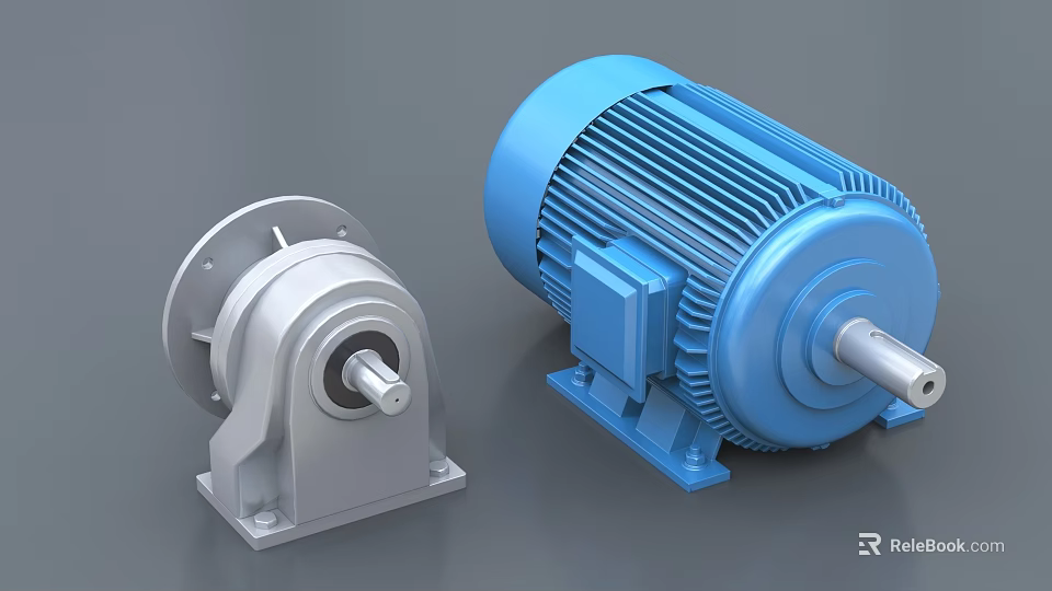 Industrial Equipment with Blue and Silver Electric Motors for Industrial Machinery 3d model 