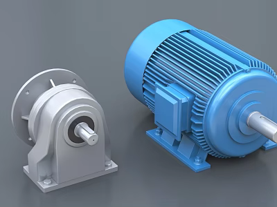 Industrial Equipment with Blue and Silver Electric Motors for Industrial Machinery 3d model