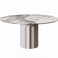 Modern Round Marble Dining Table With Pedestal Column Base Design 3d model