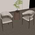 Modern Curved Back Dining Chairs With Light Beige Upholstery And Dark Wooden Legs