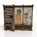 Vintage Wooden Bookcase Storage Unit With Multiple Shelves Drawers And Decorative Display Elements