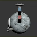 Game Movie Character Featuring Round Metallic Body Single Large Eye Horseshoe Magnet Arms With Red Blue Ends