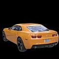 Yellow Sports Car with Black Stripes Two Door Exterior Design and Black Wheels