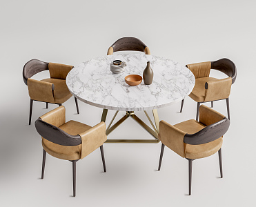 Modern Dining Table and Chair Combination 3d model