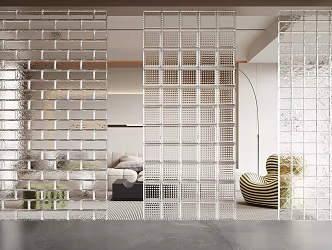 Modern partition glass brick partition 3d model