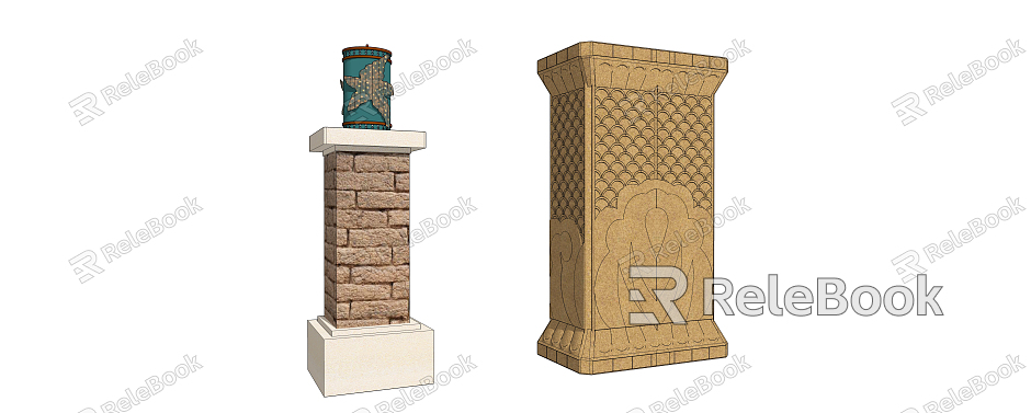 New Chinese Style Column Column Head Column Pier Decoration Column Head Lamp Lighter Ruler Knife model