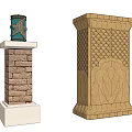 New Chinese Style Column Head Column Pier Decoration Column Head Lamp Lighter Ruler Knife 3d model
