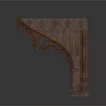 Dark Brown Wooden Decorative Structure Featuring Intricate Carvings For Classical Architecture 3d model