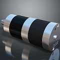 Black And Silver Cylindrical Metal Mechanical Device With Shiny Surface And End Connectors