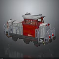 3D Rendered Red Locomotive Model With Gray Railings And Cabin Design
