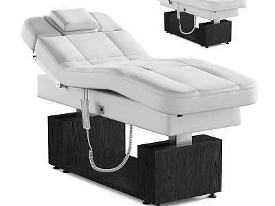 Electric Adjustable Medical Examination Table With White Padded Surface Black Wooden Base And Ergonomic Design 3d model