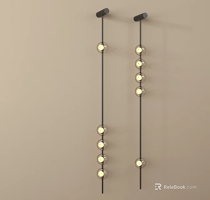 Modern Wall Sconces With Hanging Globe Bulbs On Beige Wall 3d model