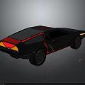 Black Futuristic Sports Car With Red Accent Lines And Shiny Exterior Design