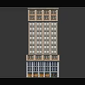 Cartoon Scenery Multi Story Building With Detailed Windows And Ground Floor Shop Fronts
