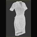 Blue Collared Short Sleeve Dresses with Zipper Front and Light Gray Apron Featuring Pocket Design