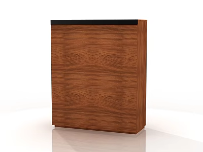 Wooden Brown Shoe Cabinet With Black Top And Natural Wood Grain Design 3d model