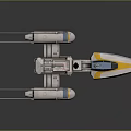 Futuristic Cosmic Spacecraft With White Yellow Blue Design And Multiple Modules