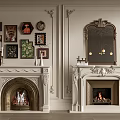 Ornate Double Fireplaces With Carved Design Mirror Framed Art And Burning Fire In Classic Interior