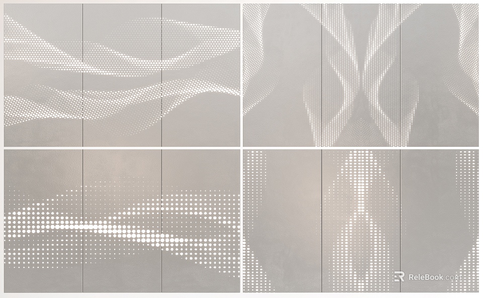 Modern Gray Background Wall Designs With White Textured Patterns And Curved Lines 3d model 