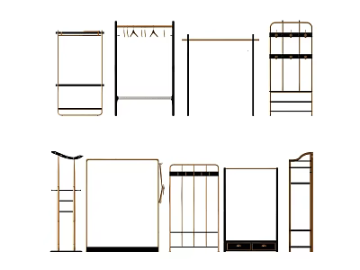 Various Clothing Racks With Modern Designs And Structural Features 3d model