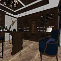 Cozy Wine Cellar With Wooden Racks Multiple Wine Bottles Chandelier Bar Stools And Leather Armchair