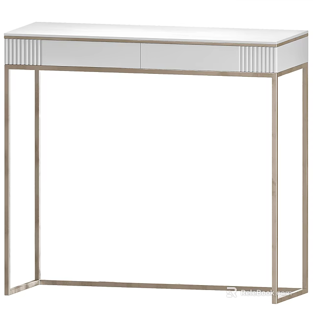 Modern Minimalist Desk Design With Metal Frame Sleek Top And Simple Drawer 3d model 