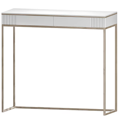 Modern Minimalist Desk Design With Metal Frame Sleek Top And Simple Drawer 3d model