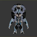 Futuristic Mechanical Dinosaur Character With Cybernetic Blue Accents And Glowing Details