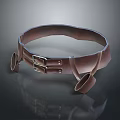 Brown Leather Belt With Metal Buckle And Adjustable Straps And Loops