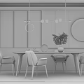 Modern Dining Table and Chair Combination 3d model