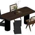 Quiet wind table and chair combination 3d model