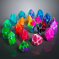 Colorful Polyhedral Crystals With Vibrant Colors And Geometric Shapes On Dark Background