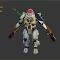 Sci Fi Robot Mech Character With Armor Sword And Glowing Weapons Design 3d model