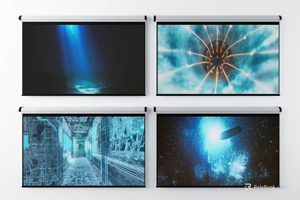 Projection Monitoring System With Multiple High Definition Screens And Diverse Scenes 3d model 