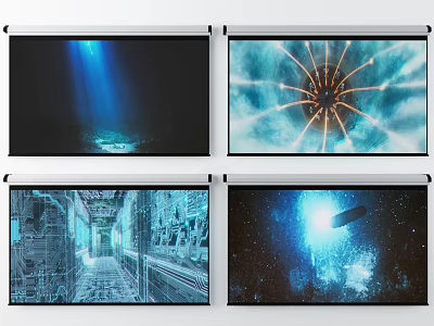 Projection Monitoring System With Multiple High Definition Screens And Diverse Scenes 3d model