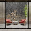 New Chinese Style Balcony Small View 3d model