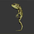 3D Rendered Frog With Yellow Body And Red Spots In Standing Posture On Gray Background