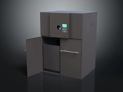 Gray Industrial Equipment With Open Cabinet And Digital Control Panel Display Screen 3d model
