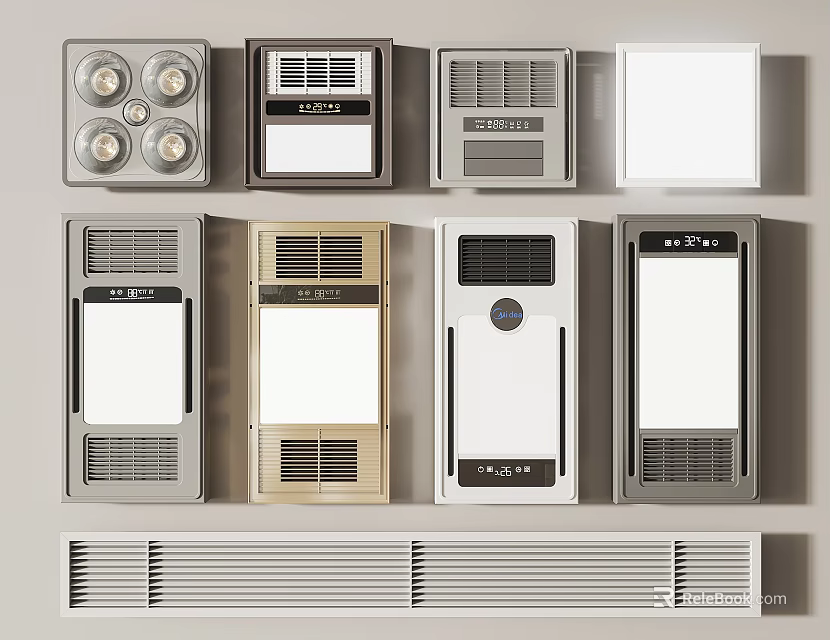 Various Ventilation Grilles With Different Designs And Metal Finishes 3d model 