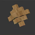 Wooden Doll Crafted From Interlocking Blocks Featuring Intricate Cubic Structure On Dark Background 3d model