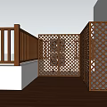 Wooden Fence With Lattice Design For Patio Area And Wooden Deck