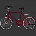 Red Vintage Bicycle With Black Handlebars Brown Seat Rear Rack And White Spokes