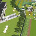 Traditional Chinese Garden Landscape Design With Lawns Trees And Stone Pathways