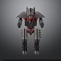 Futuristic Humanoid Robot With Silver Gray Mechanical Body And Red Glowing Elements 3d model